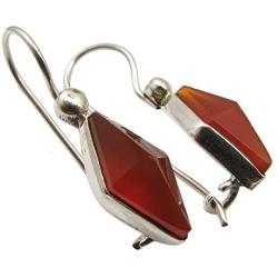 SilverStarJewel Carnelian Dangle Earrings 1.1'' 925 Sterling Silver Handcrafted Gift