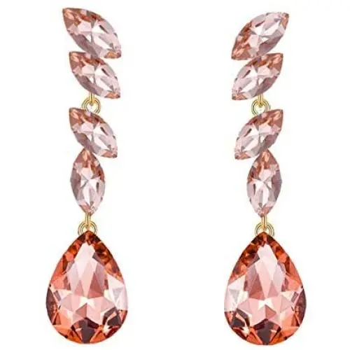 Scarlvambo Wedding Dangle Earrings Leaf Teardrop Womens Austrian Crystal Pierced Scarlvambo Wedding Dangle Earrings Leaf Teardrop Womens Austrian Crystal Pierced