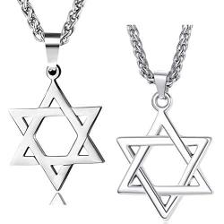 Udalyn Star of David Pendant Necklace Stainless Steel Jewish Jewelry for Men Women Religious 20''