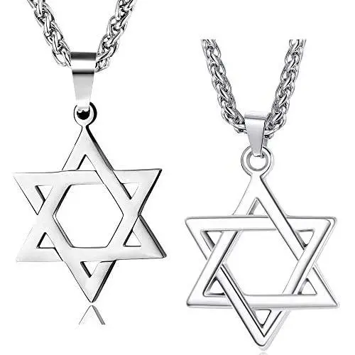 Udalyn Star of David Pendant Necklace Stainless Steel Jewish Jewelry for Men Women Religious 20''