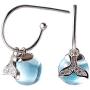 JEWME 925 Sterling Silver Mermaid Teardrops Dangle Earring Fishtail Eardrop Sea Blue Crystal Stone Ear Hoop Jewelry Ocean Gift