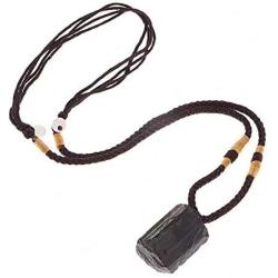 Natural Black Tourmaline Stone Necklace Crystal Black Tourmaline Pendant Original Stone Ore Jewelry Accessories