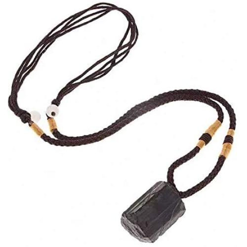 Natural Black Tourmaline Stone Necklace Crystal Black Tourmaline Pendant Original Stone Ore Jewelry Accessories