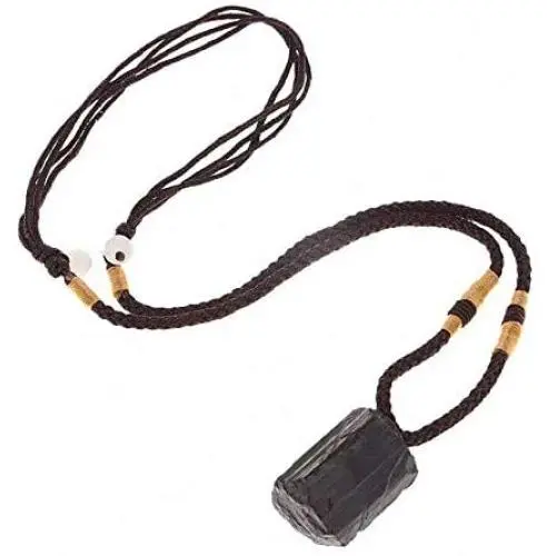 Natural Black Tourmaline Stone Necklace Crystal Black Tourmaline Pendant Original Stone Ore Jewelry Accessories