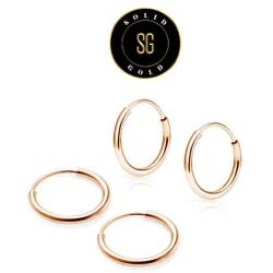 SOLIDGOLD - 14K Endless Gold 10mm Infinity Hoop Sleeper Earrings 2-3 Pair Set | Yellow, Rose & White Gold