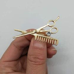 Charmart Comb Scissors Lapel Pin 2 Piece Set Barber Tools Enamel Brooch Pins Jackets Denim Shirt Collar Accessories Gifts Gold