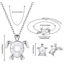 Yaomiao 3 Pieces Cute Turtle Adjustable Jewelry Set, Including Turtle Necklace Bracelet Earrings for Women Girl Accessories