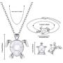 Yaomiao 3 Pieces Cute Turtle Adjustable Jewelry Set, Including Turtle Necklace Bracelet Earrings for Women Girl Accessories
