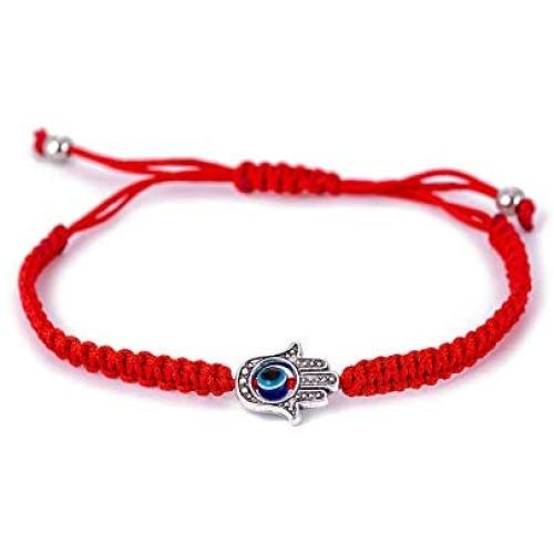 Evil Eye Hamsa Hand String Kabbalah Bracelets for Protection and Luck Hand-Woven Black Cord Thread Friendship Bracelet