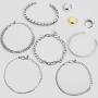 Gold Cuban Chain Bracelet Set & Open Dome Rings Set 14K Gold Plated Cuff Bangles Bracelets for Women Girls (9PCS)