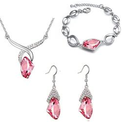 MAFMO Bridal Wedding Necklace Bracelet Earrings Luxury Crystal Jewelry Set for Women