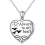 Cremation Jewelry 925 Sterling Silver Heart with Seagulls Memorial Urn Ashes Keepsake Cylinder Necklace Pendant Engraved Always in my heart