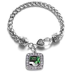 Inspired Silver - Silver Square Charm Bracelet with Cubic Zirconia Jewelry