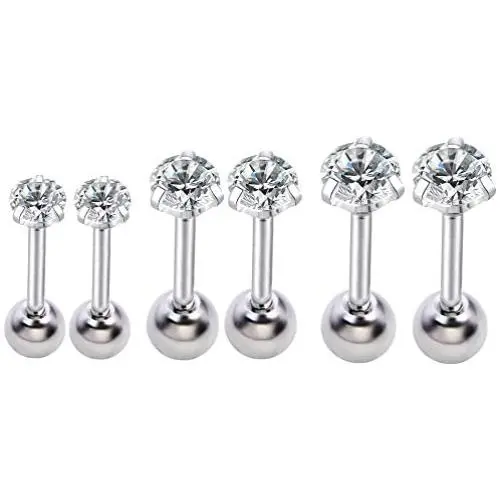 16g Ear Cartilage Helix Surgical Stainless Steel Round Cubic Zirconia Studs Earrings With Screw On Backs Ear Helix Tragus Auricle Huggie Stud Piercing Jewelry Gifts for Women Men Set 3mm-8mm 16g Ear Cartilage Helix Surgical Stainless Steel Round Cubic Zirconia Studs Earrings With Screw On Backs Ear Helix Tragus Auricle Huggie Stud Piercing Jewelry Gifts for Women Men Set 3mm-8mm
