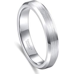 Greenpod 4mm 6mm Tungsten Carbide Ring for Men Women Beveled Edge Brushed Silver/Silver Blue/Black/Black Blue/Gold Wedding Band Comfort Fit Size 4-14.5