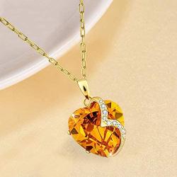 Heart November Birthstone Necklace Forver Love Heart Pendent Necklaces for Women Girls 925 Sterling Silver Plated 14k Gold Jewelry Fashion Necklaces Gift Wedding Anniversary Day Birthday Party