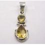 SilverStarJewel 925 Sterling Silver Citrine Necklace Pendant 1.2'' 2.9 Grams Wedding Fashion