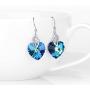 AOBOCO Sterling Silver Love Heart Dangle Drop Earrings with Swarovski Crystals Fine Jewelry Gift for Women Girls