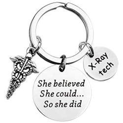 BAUNA X-Ray Tech Keychain Radiology Technologist Gift She Believe She Could So She Did Inspiration X-Ray Technician Graduate Gifts