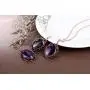 Jovivi Healing Crystal Necklace Natural Amethyst Rose Quartz Black Obsidian Stone Pendant Handmade Wire Wrapped Oval Gemstone Necklace Quartz Jewelry for Women Men