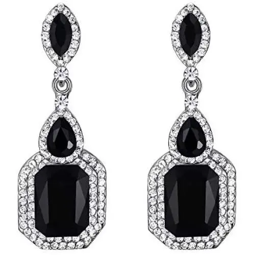 BriLove Womens Wedding Bridal Crystal Emerald Cut Infinity Figure 8 Chandelier Clip-On Dangle Earrings BriLove Womens Wedding Bridal Crystal Emerald Cut Infinity Figure 8 Chandelier Clip-On Dangle Earrings
