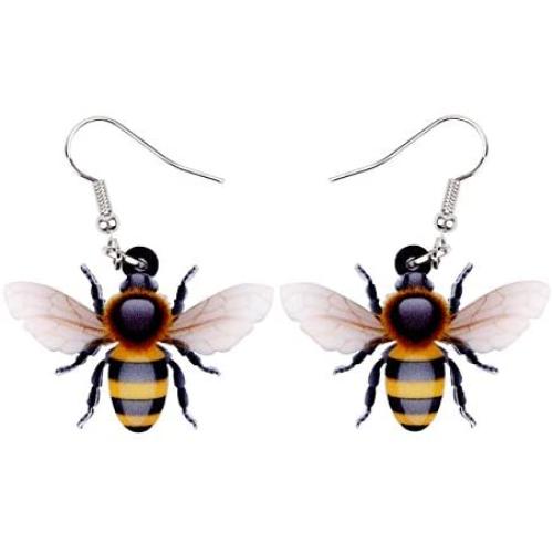 NEWEI Acrylic Flying Sweet Bumblebee Earrings Dangle Drop Fashion Jewelry For Women Girls Gift Charms
