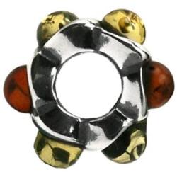 Multicolor Amber Sterling Silver Small Bead