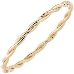 14k Yellow Gold Twisted Womens Bangle Bracelet, 8''