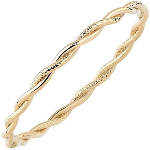 14k Yellow Gold Twisted Womens Bangle Bracelet, 8''