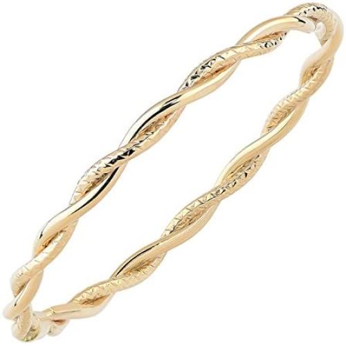 14k Yellow Gold Twisted Womens Bangle Bracelet, 8''