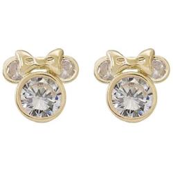 Disney Jewelry Mickey or Minnie Mouse 10k Yellow Gold Cubic Zirconia Stud Earrings