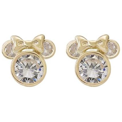 Disney Jewelry Mickey or Minnie Mouse 10k Yellow Gold Cubic Zirconia Stud Earrings