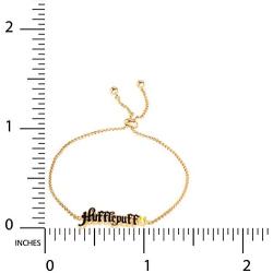 Harry Potter Officially Licensed Hogwarts House Silver and Gold Plated Lariat Bracelet, 9.5'' inch Chain