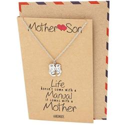 Quan Jewelry Mother and Son Otter Pendant Necklace, Gifts for Mom, Mothers Day, Handmade Gifts for Mom & Son with Inspirational Greeting Card