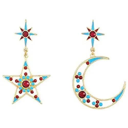 KaFu Star Moon Asymmetrical Earrings Jewelry Fashion Moon Star Mismatched Earrings Drop with Rhinestone - Crescent Moon Earrings Star Pentagram - Earrings for Women and Gril KaFu Star Moon Asymmetrical Earrings Jewelry Fashion Moon Star Mismatched Earrings Drop with Rhinestone - Crescent Moon Earrings Star Pentagram - Earrings for Women and Gril