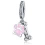 Dog Paw Charm for Pandora Charms Bracelet Pink Enamel CZ Paved Bead Charms Birthday Jewelry Gifts