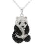 CRYSTALOGY Women’s Jewelry, Sterling Silver Swarovski Crystal Panda Bear Animal Pendant Necklace, 18” Chain