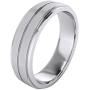 Heavy Solid Sterling Silver 6mm Unisex Wedding Band Comfort Fit Ring Brushed Raised Center Grooved Polished Sides