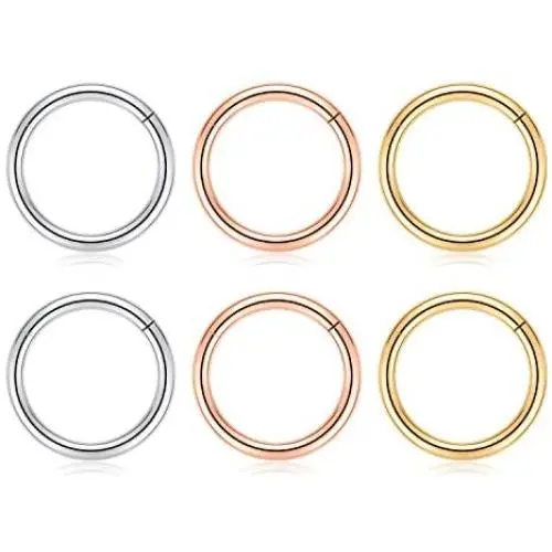 GAGABODY 20G 18G 16G 6 Pcs a Set Septum Jewelry Conch Piercing Jewelry 316L Surgical Steel Nose Hoop Lip Septum Rings Nose Piercing Helix Cartilage Earrings 3 Color Mix GAGABODY 20G 18G 16G 6 Pcs a Set Septum Jewelry Conch Piercing Jewelry 316L Surgical Steel Nose Hoop Lip Septum Rings Nose Piercing Helix Cartilage Earrings 3 Color Mix