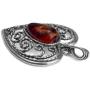 Sterling Silver Amber Heart Necklace 18 Inches