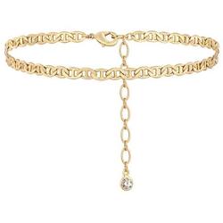 BENEIGE Dainty Evil Eye Anklet,14k Gold Plated Ankle Bracelet with Cute 3 Turquoise Handmade Foot Chain for Women…