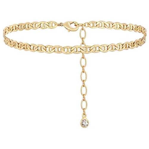 BENEIGE Dainty Evil Eye Anklet,14k Gold Plated Ankle Bracelet with Cute 3 Turquoise Handmade Foot Chain for Women…
