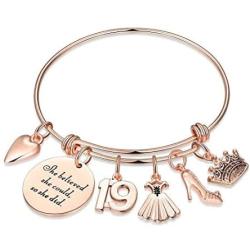 M MOOHAM Birthday Gifts for Women Girls, Rose Gold Birthday Charm Bracelets 10th 20th 30th 40th 50th 60th 70th 80th Birthday Gift for Friend, Mom, Daughter, Granddaughter, Grandma Jewelry Present