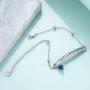AOBOCO Sterling Silver Inspirational Bracelet for Women, Be Brave & Keep Going, Simulated Aquamarine Crystal from Austria, Anniversary Birthday Jewelry Gifts for Daughter Girlfriend Sister BFF