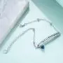 AOBOCO Sterling Silver Inspirational Bracelet for Women, Be Brave & Keep Going, Simulated Aquamarine Crystal from Austria, Anniversary Birthday Jewelry Gifts for Daughter Girlfriend Sister BFF