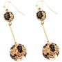 Rosemarie & Jubalee Womens Dangle Wild Animal Leopard Print Crystal Double Ball Bar Drop Earrings