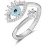 Deelan Evil Eye Rose Gold Platinum Plated Open Finger Rings for Women Crystal CZ Zircon Fashion Jewelry Female Trendy Gift Adjustable Ring