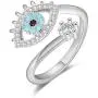 Deelan Evil Eye Rose Gold Platinum Plated Open Finger Rings for Women Crystal CZ Zircon Fashion Jewelry Female Trendy Gift Adjustable Ring Deelan Evil Eye Rose Gold Platinum Plated Open Finger Rings for Women Crystal CZ Zircon Fashion Jewelry Female Trendy Gift Adjustable Ring