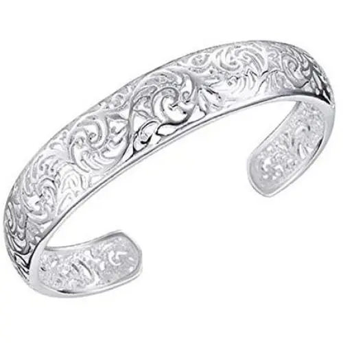 Yevison Bracelets, Womens 925 Sterling Silver Bezel Hollow Cuff Bangle Open Bracelet Jewelry Gift Yevison Bracelets, Womens 925 Sterling Silver Bezel Hollow Cuff Bangle Open Bracelet Jewelry Gift