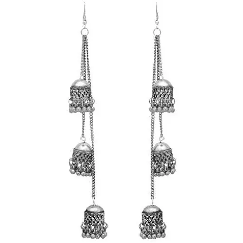 Jwellmart Afghani Bohemian Kashmiri Style Oxidized Drop Dangle Indian Earrings for Women and Girls